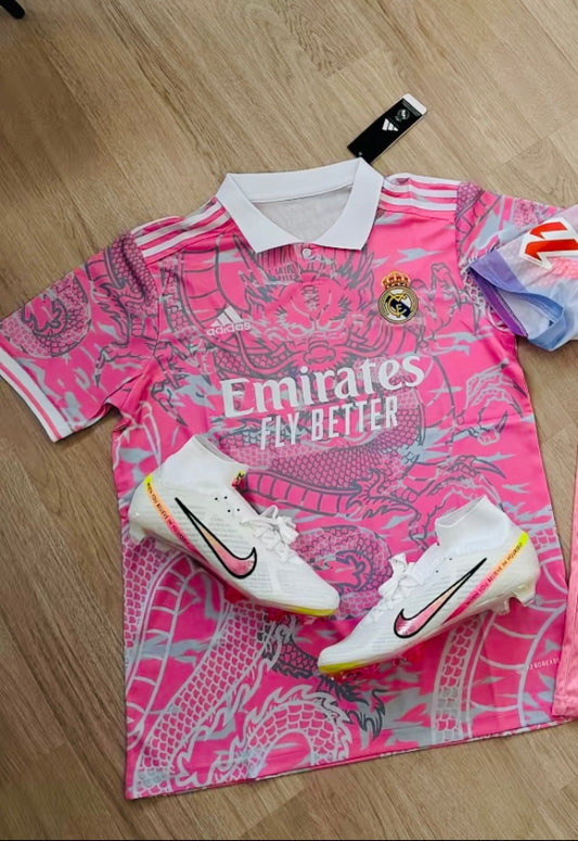 Mercurial Superfly 9 Elite FG Rashford + Real Madrid Pink Dragon Jersey