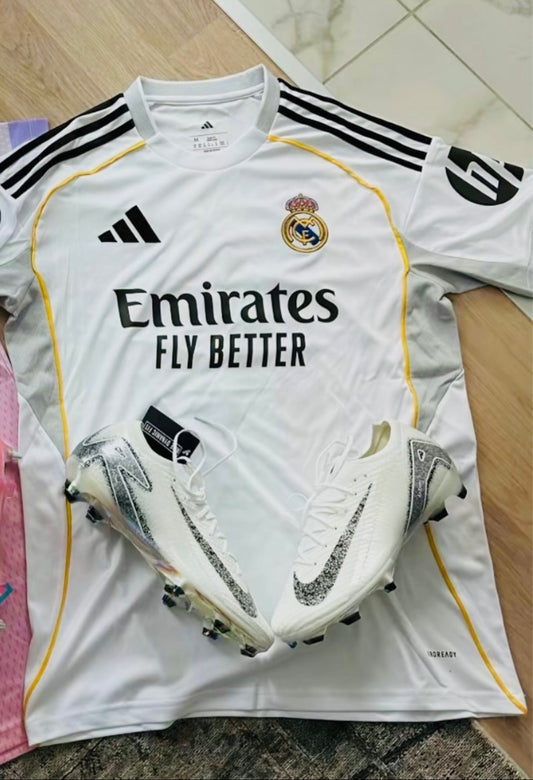 Mercurial Vapor 16 Elite FG Stealth + Real Madrid Home Jersey 25/26